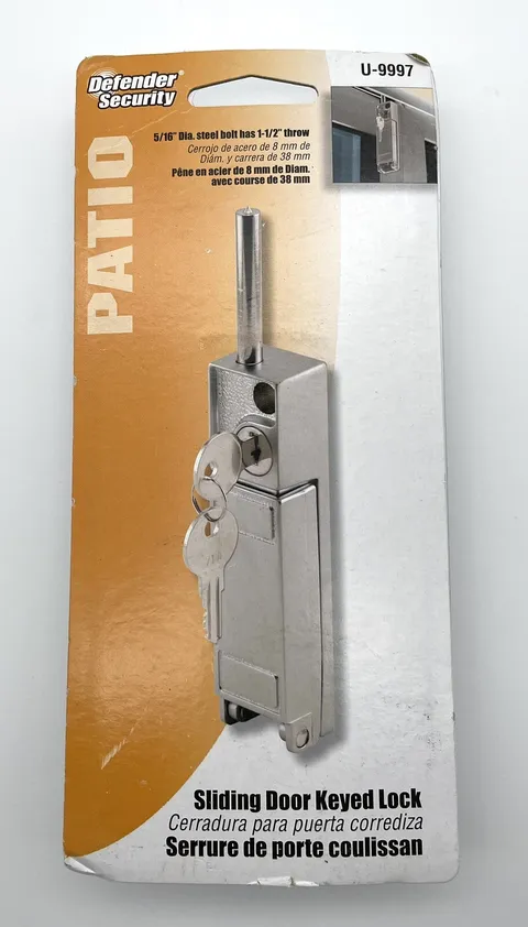 Defender Security U 9997 Aluminum Sliding Patio Door Keyed with Bolt Lock