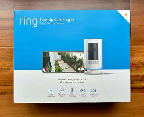 Ring Stick Up Cam Plug In Indoor/Outdoor Security Camera Live View Two-way Talk