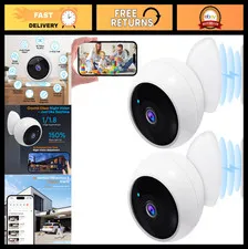 Wireless Outdoor Security Cameras 2-Pack - 2K WiFi, AI Motion Detection, Long Ba