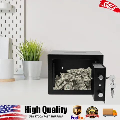 Small Secure Fireproof Steel Safe High Security Cash Money Safe Box 4.6L