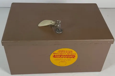 Rockaway Steel 1/4 thick Asbestos Insulated Security Chest Safe with key 13x9x7