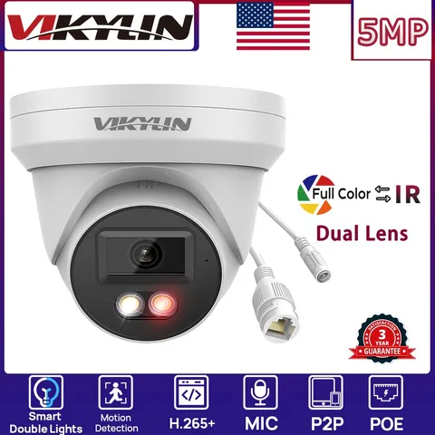 VIKYLIN Dual light Color+IR Network 5MP Mini Security Camera MIC Onvif Outdoor
