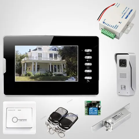 7" Video Door Phone Intercom System Electric Lock Supported for Home Security