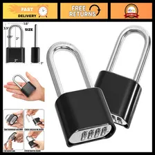2 Pack Heavy Duty 4 Digit Combination Lock, Waterproof Shackle Padlock, Resettab