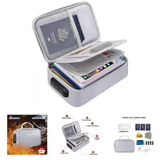 Small Fireproof Storage Organizer Case with Lock 9 x 5.3 x 3.7 inches