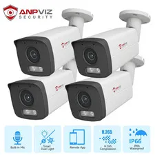 Anpviz 4Pack 4MP PoE Security IP Camera Color Night Vision Outdoor/Indoor Audio