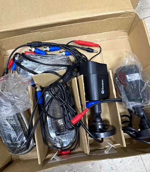 Swann Wired Surveillance Camera Lot 2 Black Cameras w/ Coaxial BNC Cables