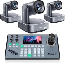 4K NDI PTZ Camera and Controller Bundle, 20X Zoom AI Auto-Tracking Hdmi/Usb3.0/L