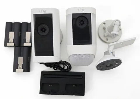 Ring Stick Up Cam Pro And Spotlight Cam Pro Battery  Wi-Fi White Outdoor Used