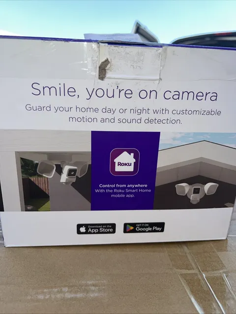 Roku Smart Home Floodlight Camera SE Wi-Fi Connected, Wired Surveillance Camera