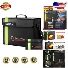 Large Fireproof Document Bag 5200°F Heat Insulated, Reflective Strip, XL + Sm...