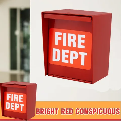 Safety Fire Department Box With Lock Hole Red Heavy Duty Steel ‎Wall Mount Quick