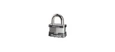 Master Lock Laminated Steel Padlock, L 1-9/16", H 2", Shackle 9/32", Keyed Alike