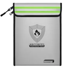 15.5"x11.8" Fireproof Document Bag, 2 Pockets with Reflective Strip for Cash ...