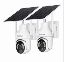 SEHMUA 2K Solar Security Cameras Wireless 2 Pack 360° View Pan RBX-S73 - White