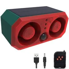Solar Outdoor Motion Sensor Alarm 130db Dual Speaker - Adjustable Volume Strobe
