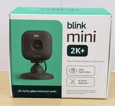 Blink Mini 2K+ Indoor Outdoor Plug-In Security Camera Black Color Night Vision