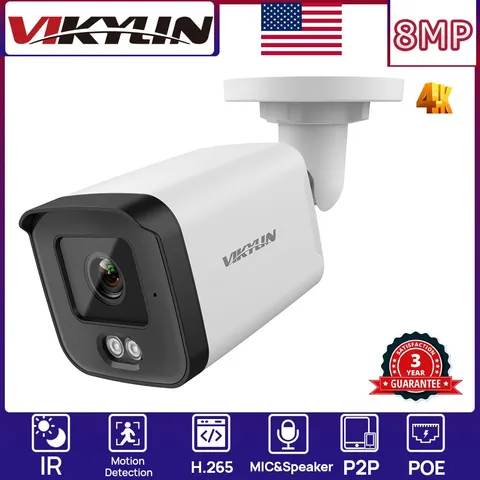 VIKYLIN Night Version IR light 8MP Security POE Camera Microphone Onvif Outdoor