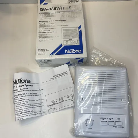 NuTone ISA-335WH Radio-Intercom 5" Inside Speaker White New Open Box