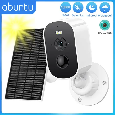 Abuntu 1080P Solar WiFi Security Camera Wireless Outdoor PIR Two-Way Audio