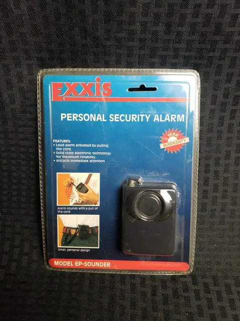 EXXIS PERSONAL SECUITY  ALARM LOUD SOUND BY PULLING CORD BELT CLIP New Old Stock