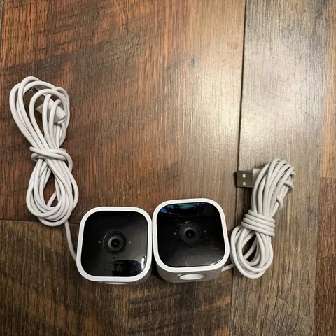 Blink Mini Indoor Wired 1080p Wi-Fi Security Camera White Lot Of 2 Tested Box1-4
