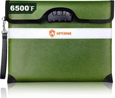 Upgraded 6500°F Fireproof Document Bag with Lock, Fireproof Money Bag for Cash W