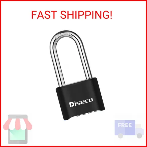 1 Pack disecu Heavy Duty 4 Digit Combination Lock, 2.5 Inch Long Shackle Outdoor
