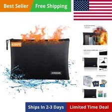 Fireproof Document Bags,14.2”x 10.0”Waterproof and Fireproof Money Bag with A...