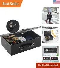 Durable Fireproof Document Safe with Combination Lock & Key - 12.8" x 8.4"