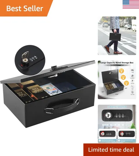 Durable Fireproof Document Safe with Combination Lock & Key - 12.8" x 8.4"
