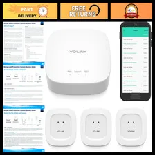 Smart Home Starter Kit - Hub & 3 Water Leak Sensors, Long Range, SMS Alerts, Ale
