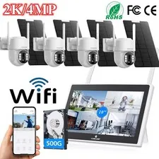 CAMCAMP 4MP Wireless Home Security Camera System 10CH NVR 4pcs Solar IP Cameras