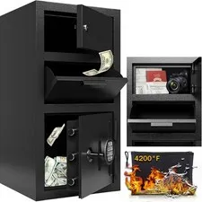 4 CUB Heavy Duty Dual Door Safe Box Fireproof Waterproof Money Safe Box with