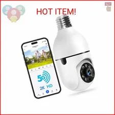 WESECUU Light Bulb Security Camera -5G& 2.4GHz WiFi 2K Security Cameras Wireless