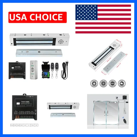 Door Access Control System Outswinging 600lbs Magnetic Lock Kit Build-in Alar...