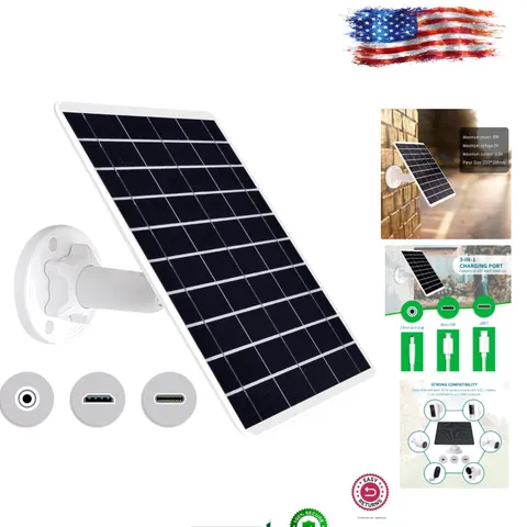 8W Waterproof Solar Panel for Battery-Powered Security Cameras - 3-in-1 Charger