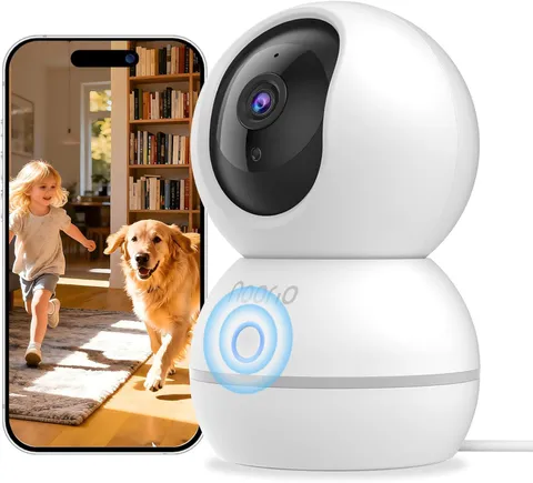 Security Camera 2K, Baby Monitor Dog Camera 360-Degree for Home Security/Smart M