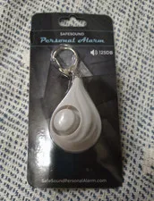 SafeSound Personal Attack Alarm 125 dB Pull Pin Keyring, White Plastic