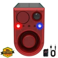 QXMH Solar Alarm 130dB Dog Barking Gunshot 1 Pack