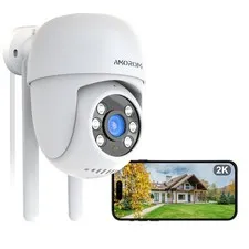 2K Wired Outdoor Security Camera,360° PTZ Security Camera with Sd Card Storag...