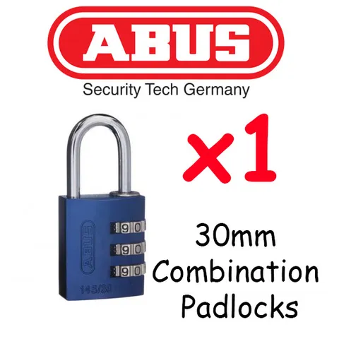  ABUS Combination Padlocks - Resettable 30mm  x1  High quality - BLUE