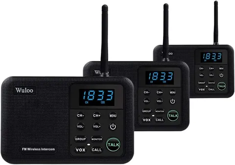 Wuloo Wireless Intercom System Home Office 3 Stations 1 Mile Range 22 Channel