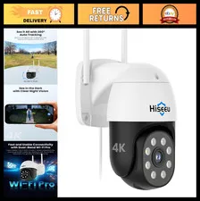 4K 8MP Wireless Outdoor Security Camera - Home Surveillance, Night Vision, Motio