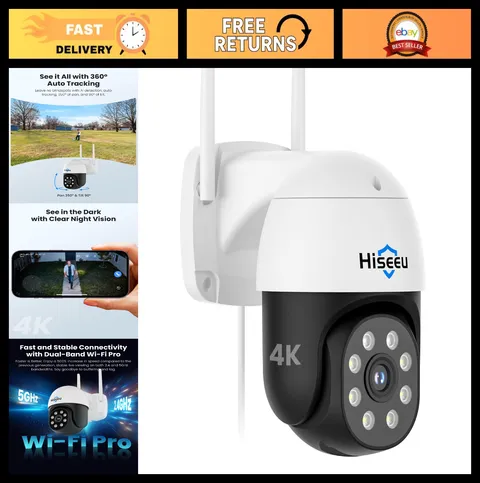 4K 8MP Wireless Outdoor Security Camera - Home Surveillance, Night Vision, Motio
