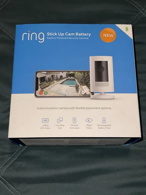 Ring Stick-Up Cam Battery White Wireless Security Camera 1080p HD Indoor/Outdoor