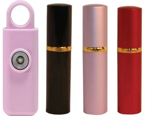 Personal 130 DB Safety Alarm Keychain Pull pin w/ Lipstick Pepper Spray Combo