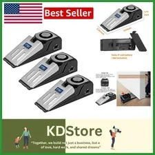 Non-Skid Portable Door Stop Alarm Wedge - 3 Pack with Adjustable Sensitivity