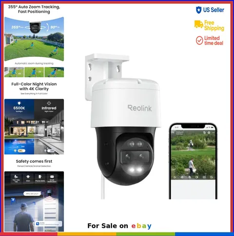 PTZ Security Camera 4K PoE Dual Lens Auto Tracking 355 Pan 90 Tilt Outdoor AI