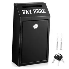 Metal Money Cash Box,,10.2 X 5.7 X 2.8 Inch | Wall 10.2 x 5.7 x 2.8 Inch Black